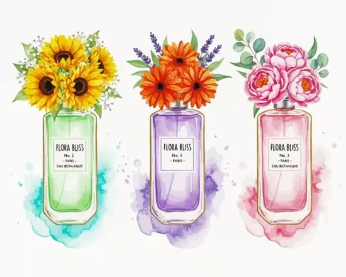 Flowers And Perfume Bottles Paint By Numbers