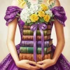 Girl With Books And Flowers Paint By Numbers
