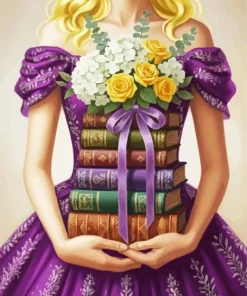 Girl With Books And Flowers Paint By Numbers