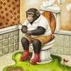 Monkey Sitting On a Toilet Paint By Numbers
