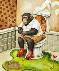 Monkey Sitting On a Toilet Paint By Numbers