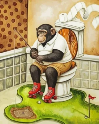 Monkey Sitting On a Toilet Paint By Numbers