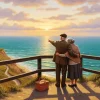 Old Couple Sunset Paint By Numbers