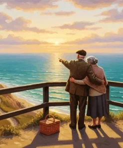 Old Couple Sunset Paint By Numbers