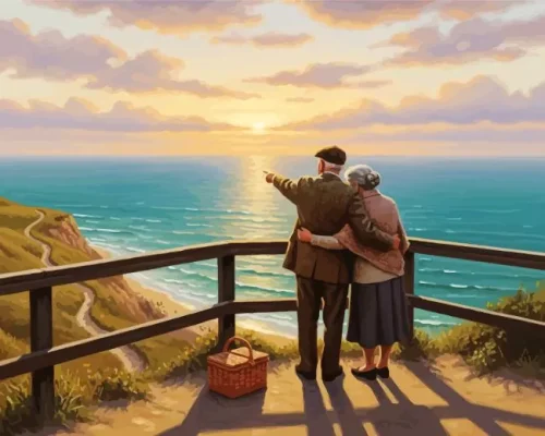 Old Couple Sunset Paint By Numbers