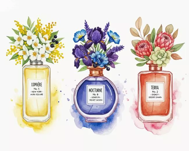 Perfume Bottles And Flowers Art Paint By Numbers