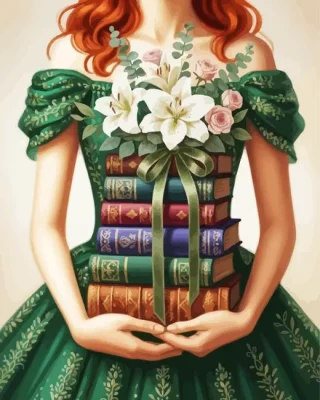 Redhead Girl And Books Paint By Numbers 