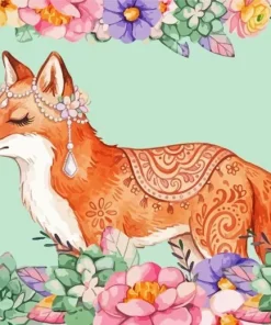Floral Fox Paint By Numbers