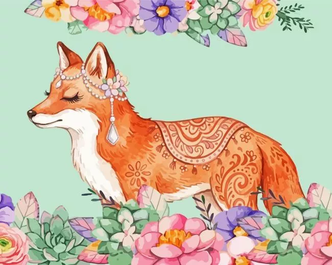 Floral Fox Paint By Numbers