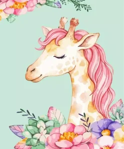 Floral Giraffe Paint By Numbers