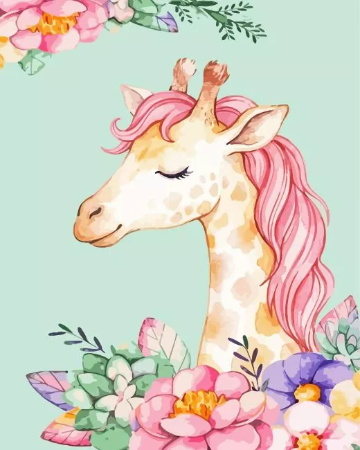 Floral Giraffe Paint By Numbers