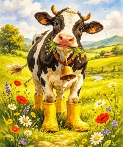 Cute Cow Paint By Numbers