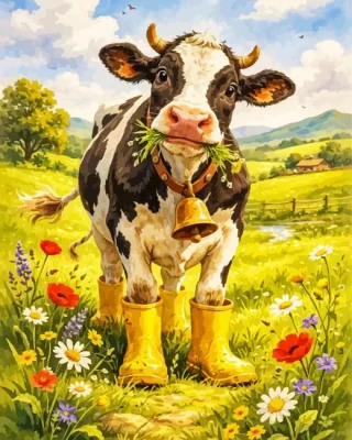 Cute Cow Paint By Numbers 