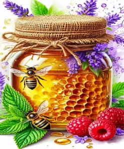 Honey Jar And Bees Paint By Numbers