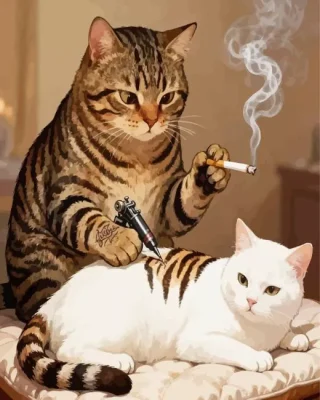 Tattoo Artist Cat Paint By Numbers