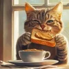 Cat Eating Breakfast Paint By Numbers