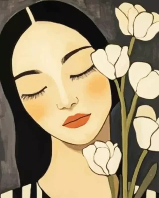 Lady And Flowers Paint By Numbers