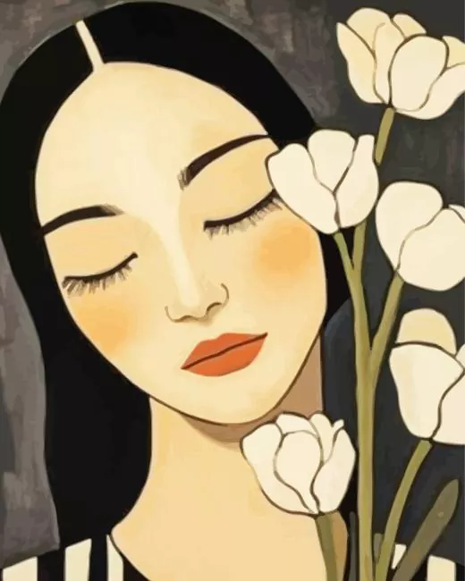 Lady And Flowers Paint By Numbers