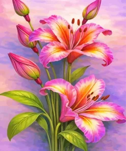 Pink Flowers Paint By Numbers