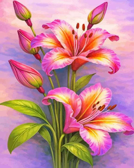 Pink Flowers Paint By Numbers