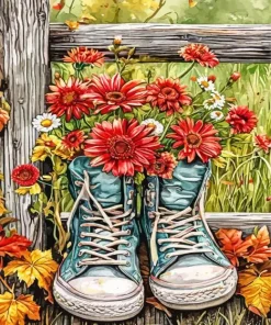 Shoes And Flowers Paint By Numbers