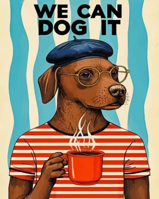 Dog Drinking Paint By Numbers 