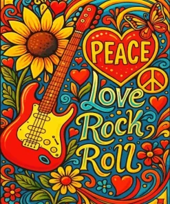 Peace Love Rock Roll Paint By Numbers