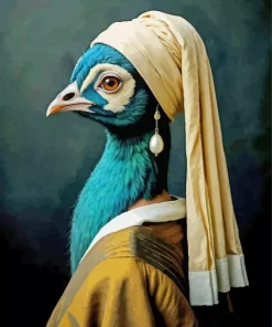 Peacock With Pearl Earring Paint By Numbers
