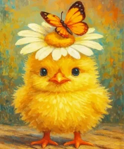 Cute Chick And Butterflies Paint By Numbers