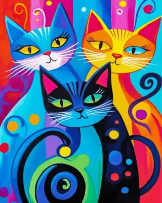 Whimsical Cats Art Paint By Numbers 